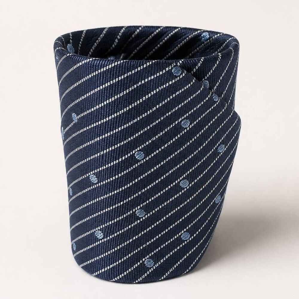 🔺️Vintage Tommy Hilfiger Blue Diagonal Pinstripes & Micro Dot Silk Tie